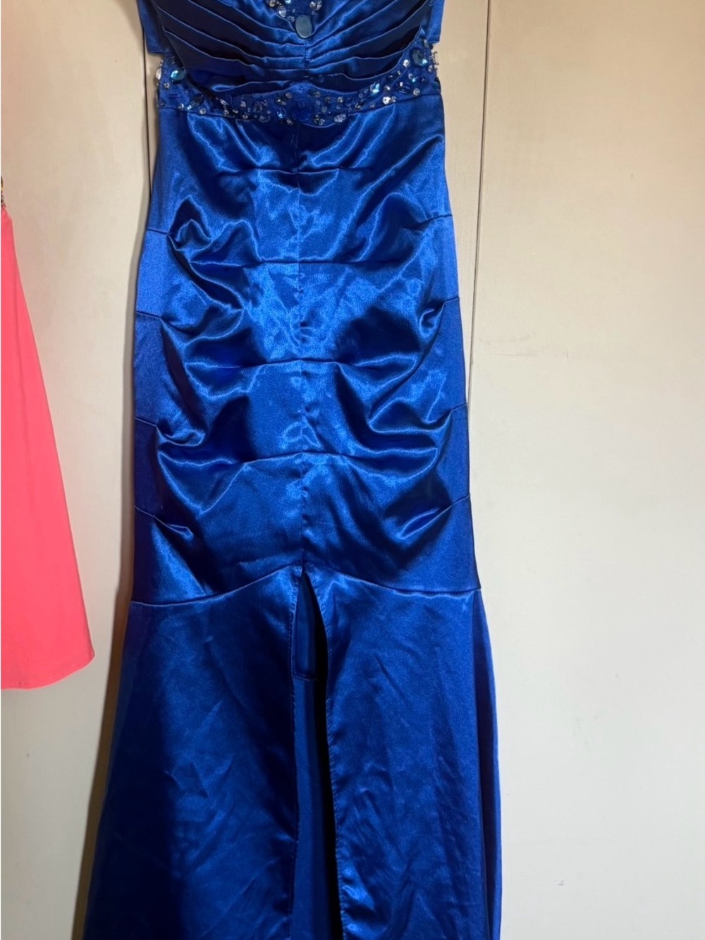 B Darlin Blue Dress with Beaded Waist